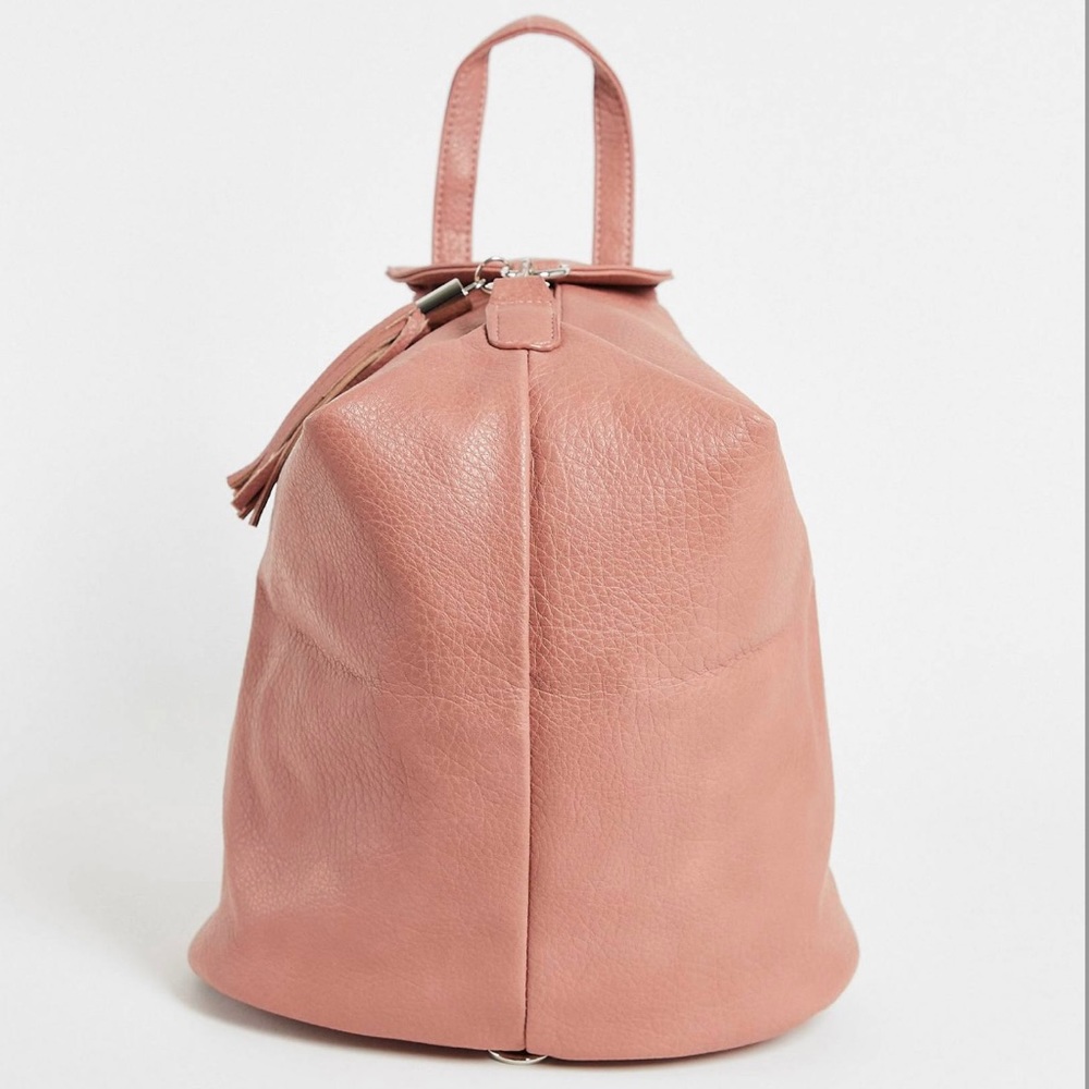 NWT! FRENCH CONNECTION FAUX LEATHER ROSE COLORED BACKPACK WITH TASSEL!